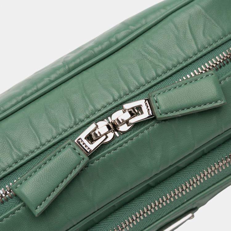 Pre Owned Prada Green Nappa Antique Multi Pocket Crossbody
