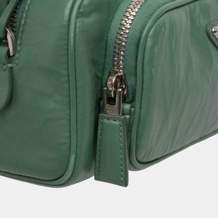 Pre Owned Prada Green Nappa Antique Multi Pocket Crossbody
