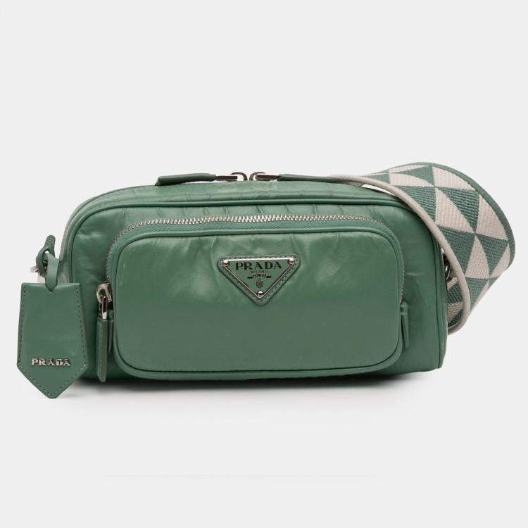 Pre Owned Prada Green Nappa Antique Multi Pocket Crossbody