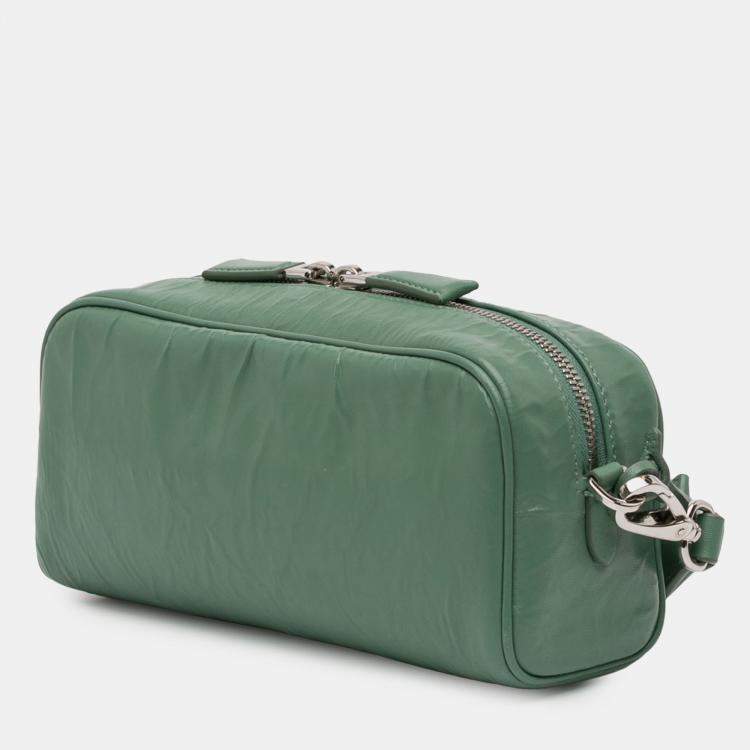 Pre Owned Prada Green Nappa Antique Multi Pocket Crossbody