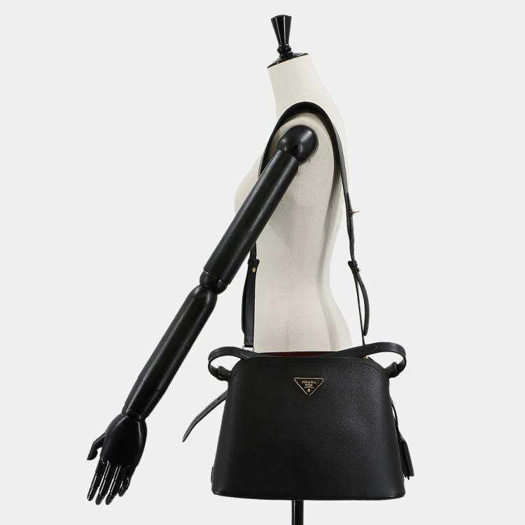 Pre Owned Prada Matinee Black Saffiano Leather Shoulder Bag
