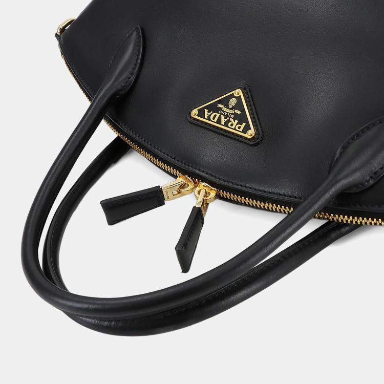 Pre Owned Prada City Zip Black Leather Shoulder Bag