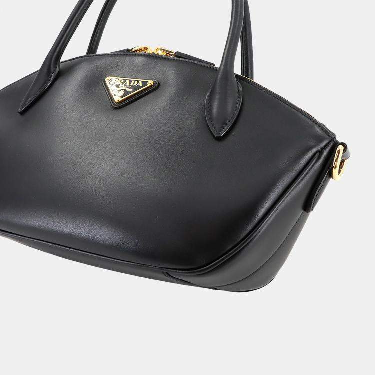 Pre Owned Prada City Zip Black Leather Shoulder Bag
