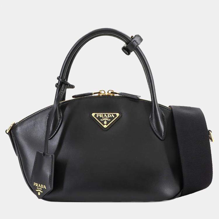 Pre Owned Prada City Zip Black Leather Shoulder Bag