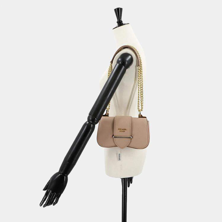 Pre Owned Prada Sydney Beige Saffiano Leather Shoulder Bag
