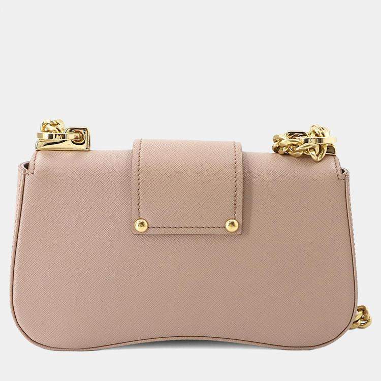Pre Owned Prada Sydney Beige Saffiano Leather Shoulder Bag