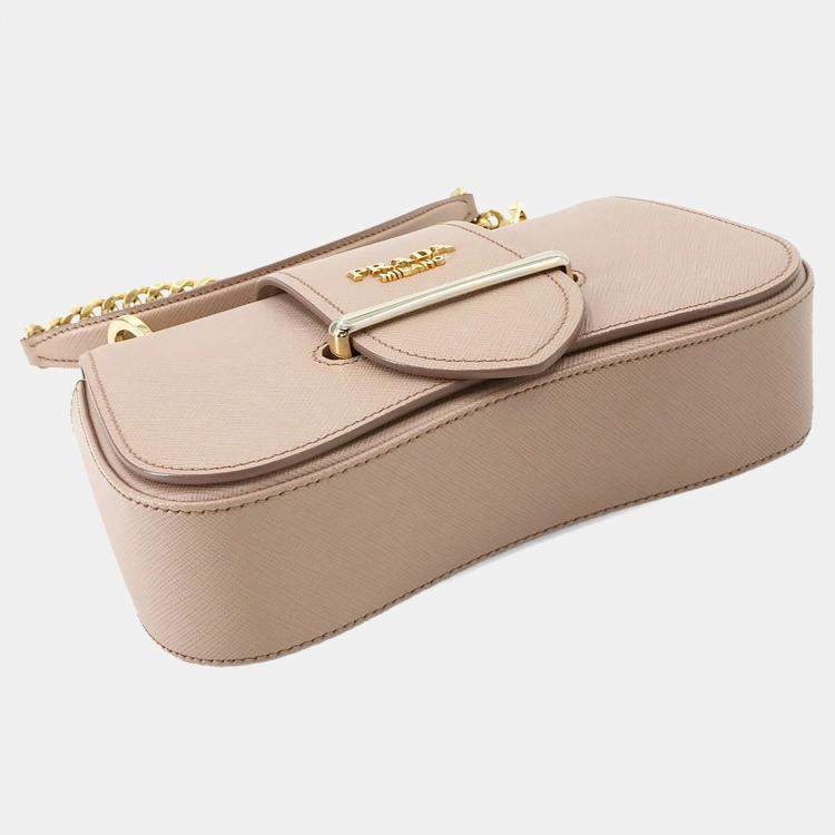 Pre Owned Prada Sydney Beige Saffiano Leather Shoulder Bag