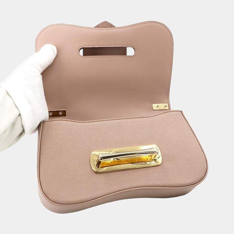 Pre Owned Prada Sydney Beige Saffiano Leather Shoulder Bag