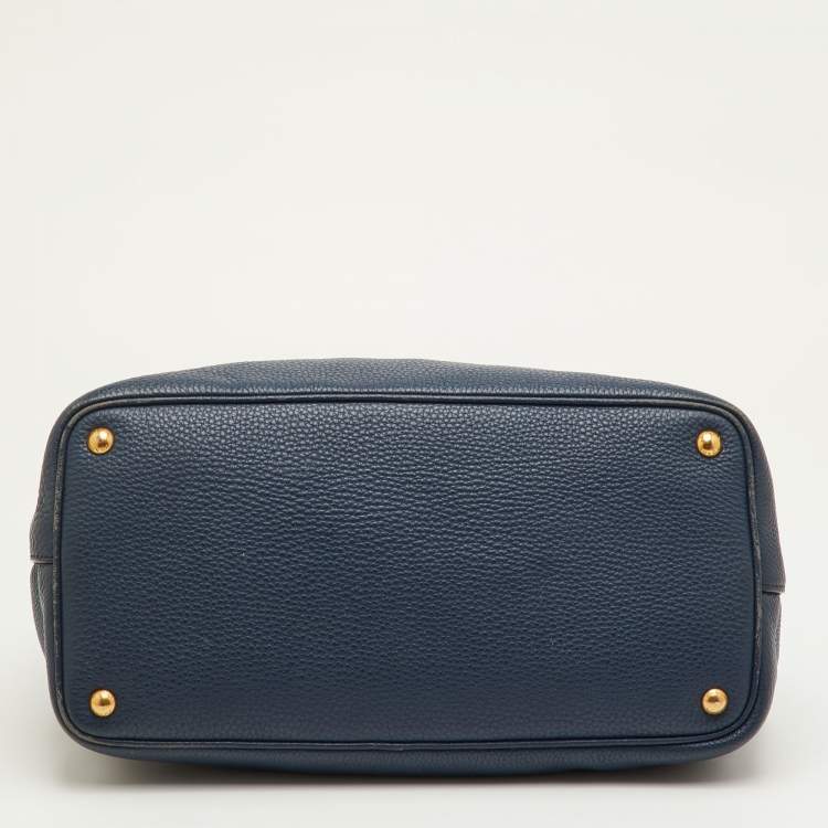 مملوكة مسبقًا Prada Daino Navy Blue Leather Shopper Tote