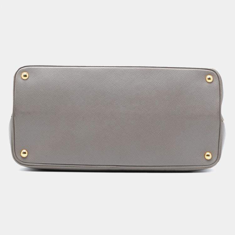 Pre Owned Prada Grey Large Saffiano Cuir Double Satchel