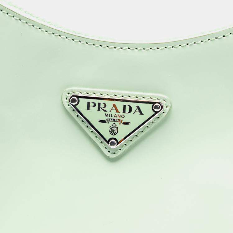 Pre Owned Prada Green Spazzolato Cleo Shoulder Bag