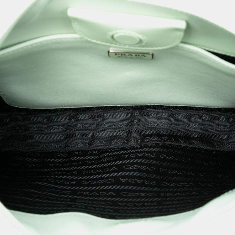 Pre Owned Prada Green Spazzolato Cleo Shoulder Bag