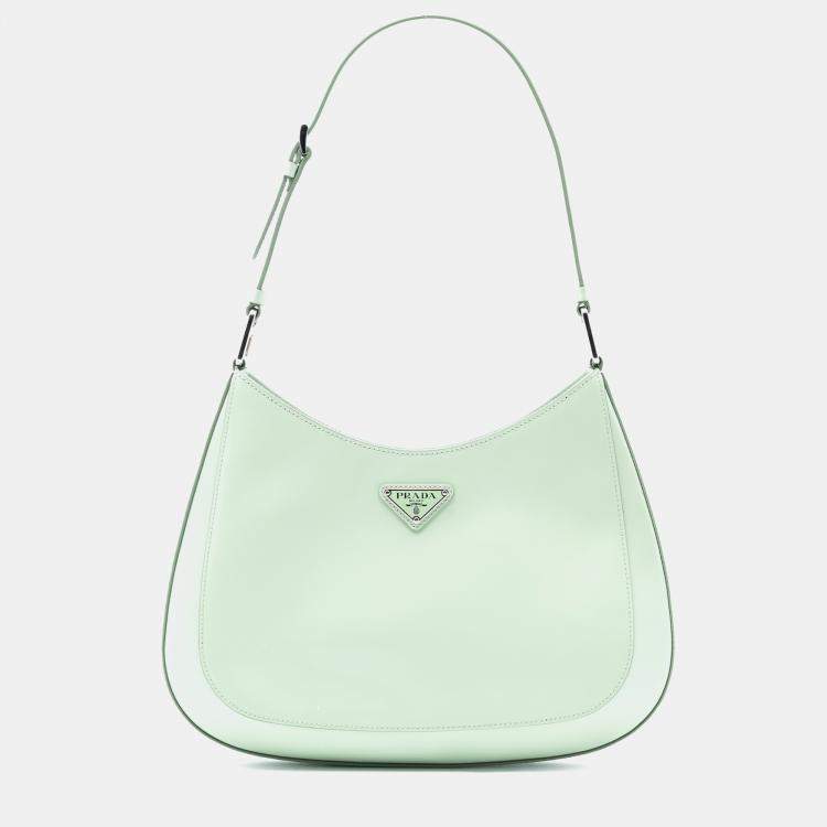 Pre Owned Prada Green Spazzolato Cleo Shoulder Bag