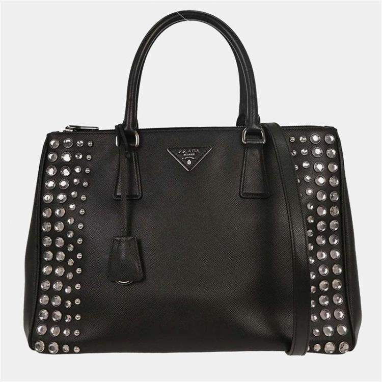 Pre Owned Prada Galleria Black Saffiano Leather Tote Bag