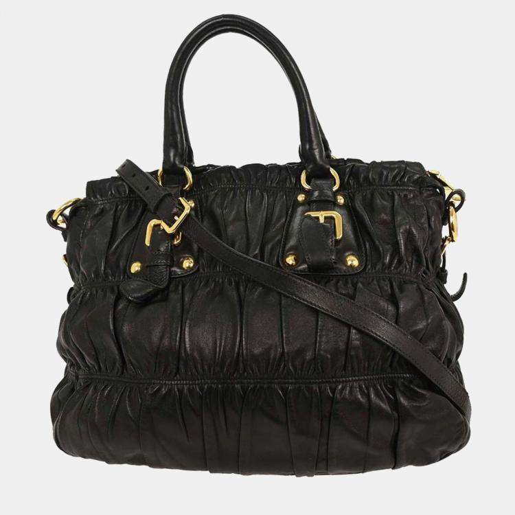Pre Owned Prada 2Way Black Saffiano Leather Tote Bag