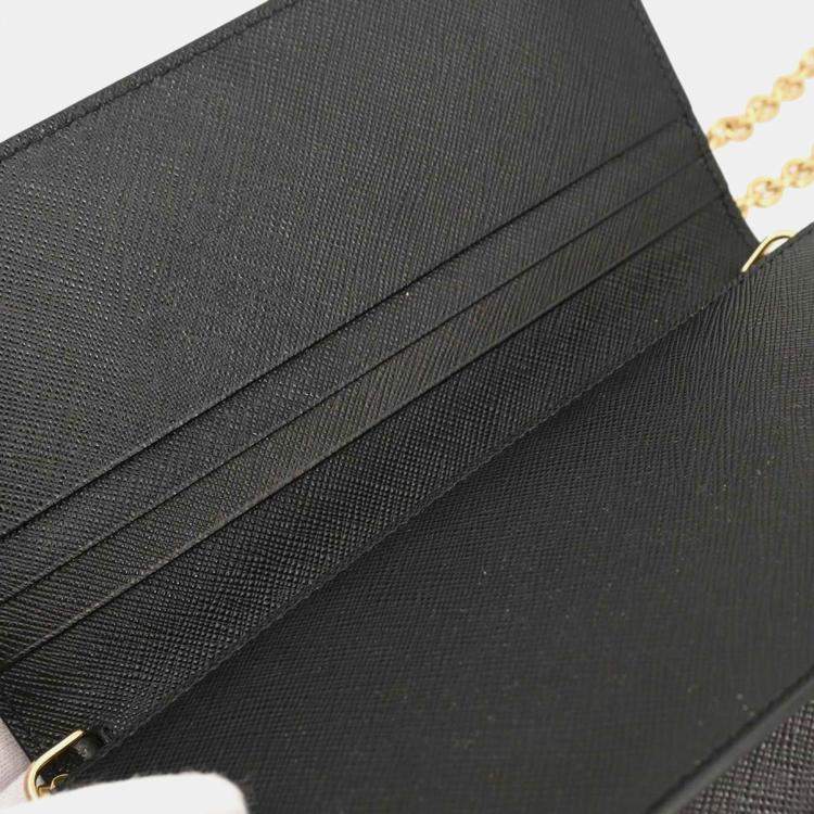 Pre Owned Prada Chain Black Leather Shoulder Bag