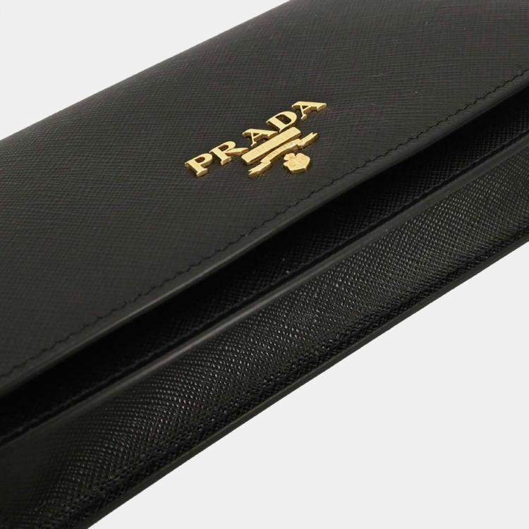 Pre Owned Prada Chain Black Leather Shoulder Bag