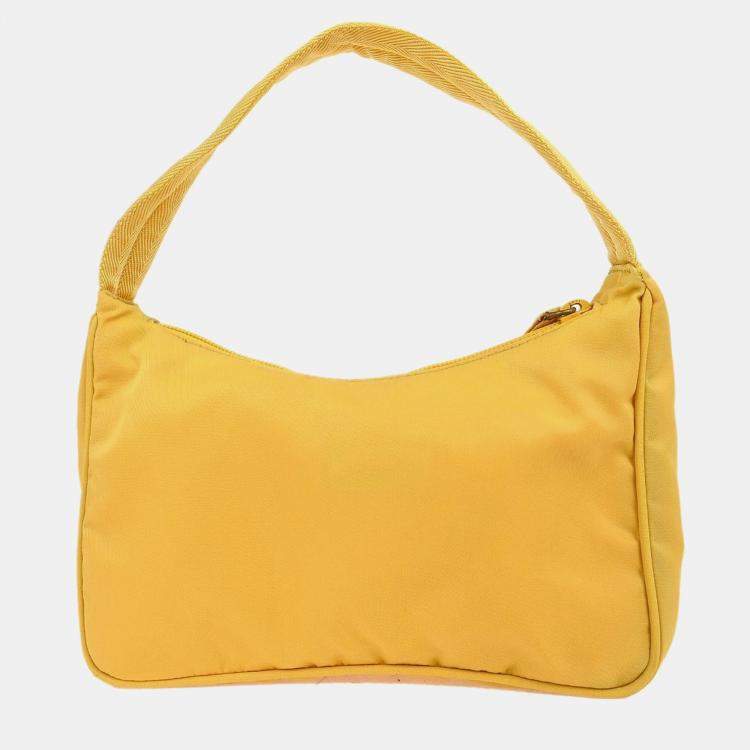Pre Owned Prada Yellow Nylon Shoulder Bag