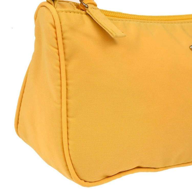 Pre Owned Prada Yellow Nylon Shoulder Bag