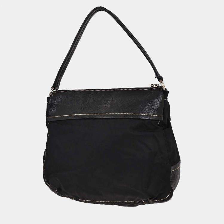 Pre Owned Prada Black Nylon Leather Shoulder Bag