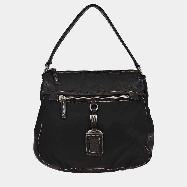 Pre Owned Prada Black Nylon Leather Shoulder Bag
