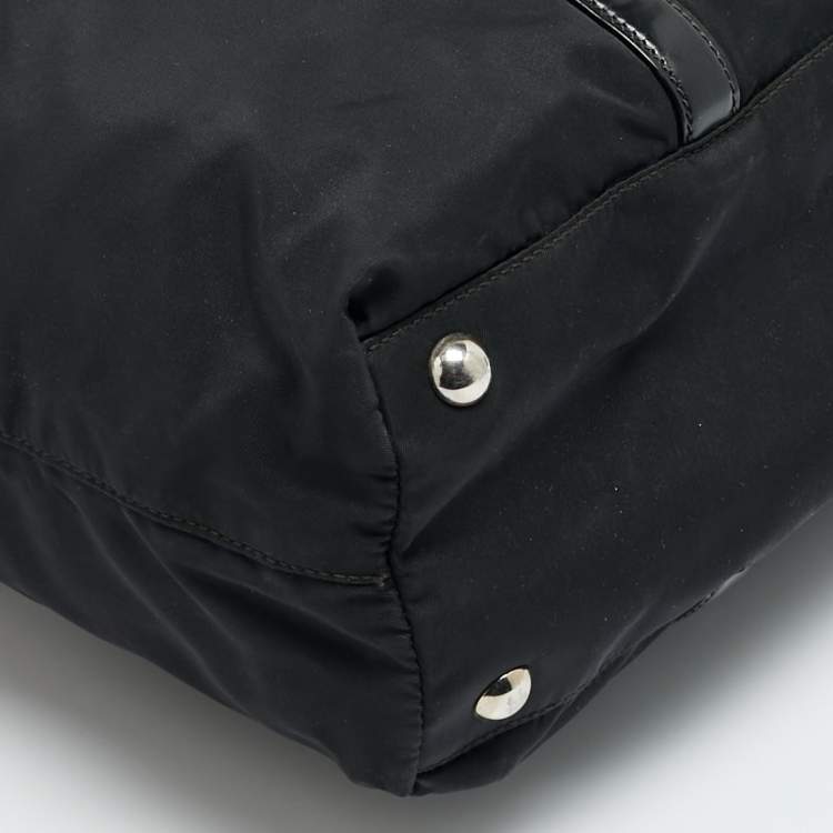 Pre Owned Prada Top Zip Black Nylon and Patent Leather Tote
