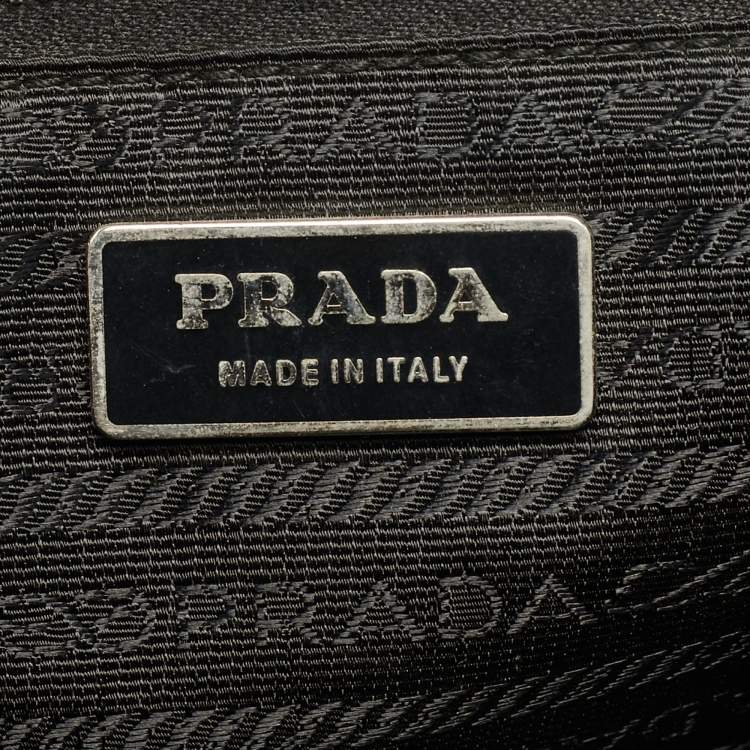 Pre Owned Prada Top Zip Black Nylon and Patent Leather Tote