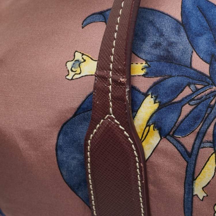 Pre Owned Prada Lilac/Multicolor Faille Nylon Satchel