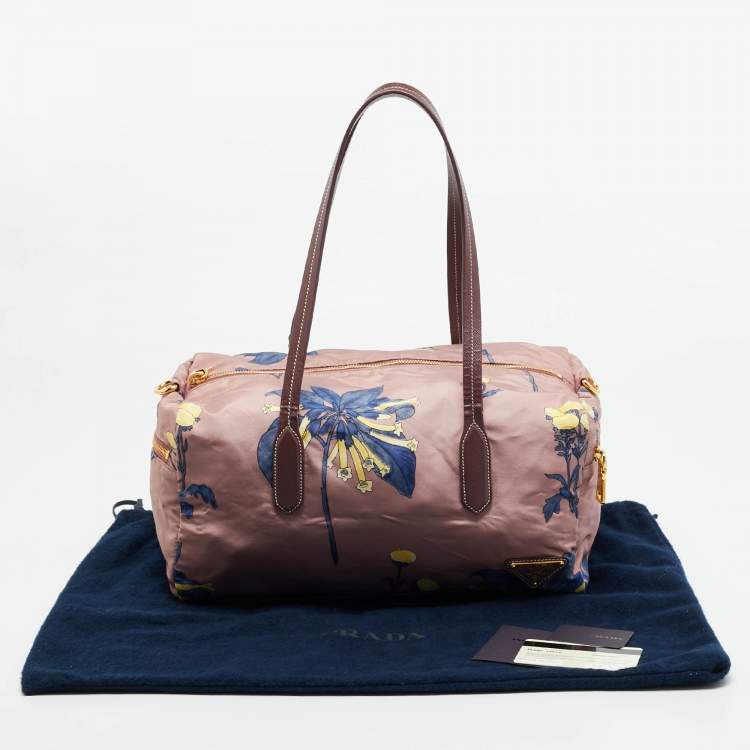 Pre Owned Prada Lilac/Multicolor Faille Nylon Satchel