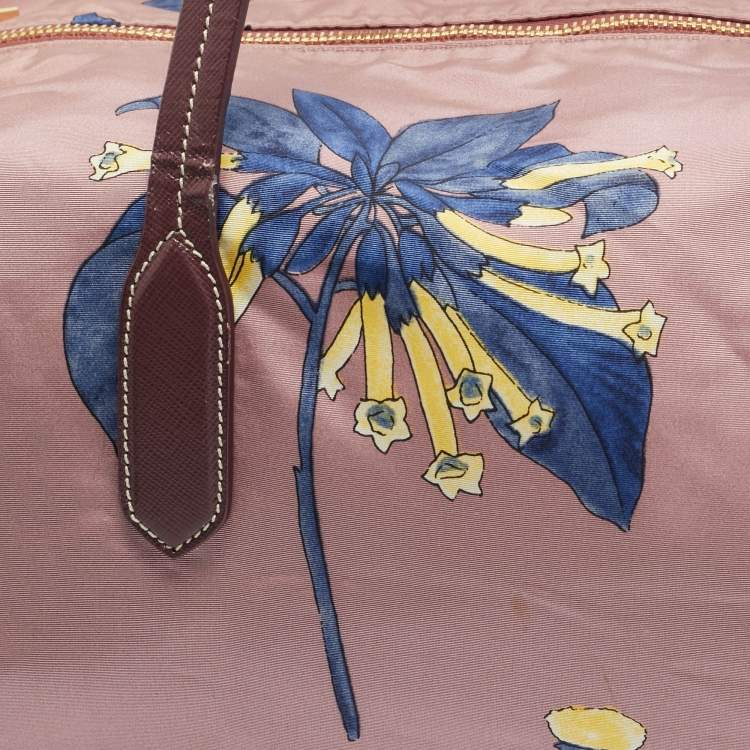 Pre Owned Prada Lilac/Multicolor Faille Nylon Satchel