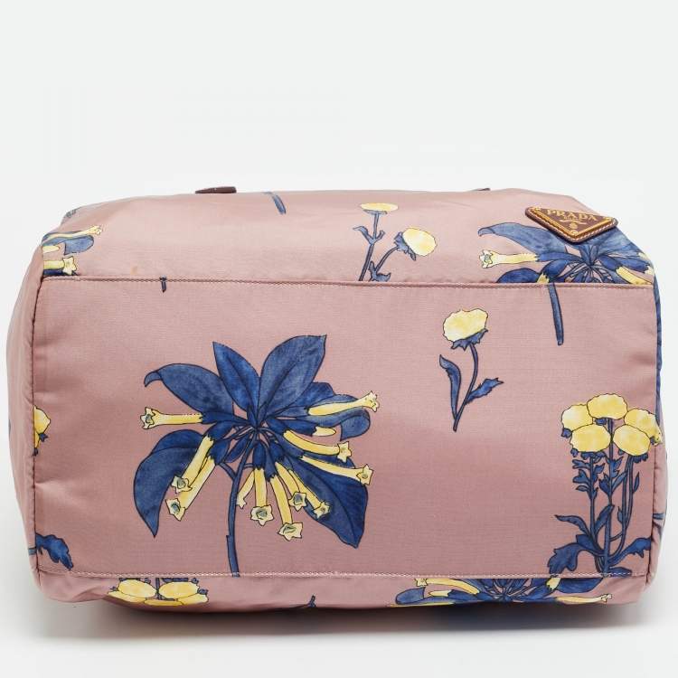 Pre Owned Prada Lilac/Multicolor Faille Nylon Satchel