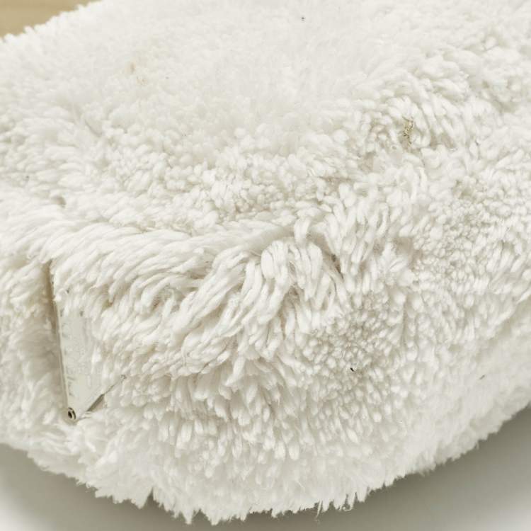 Pre Owned Prada Re-Edition 2000 Off White/Black Terrycloth Fabric Shoulder Bag