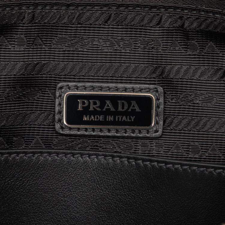 Pre Owned Prada Black Saffiano Triangle Logo Crossbody