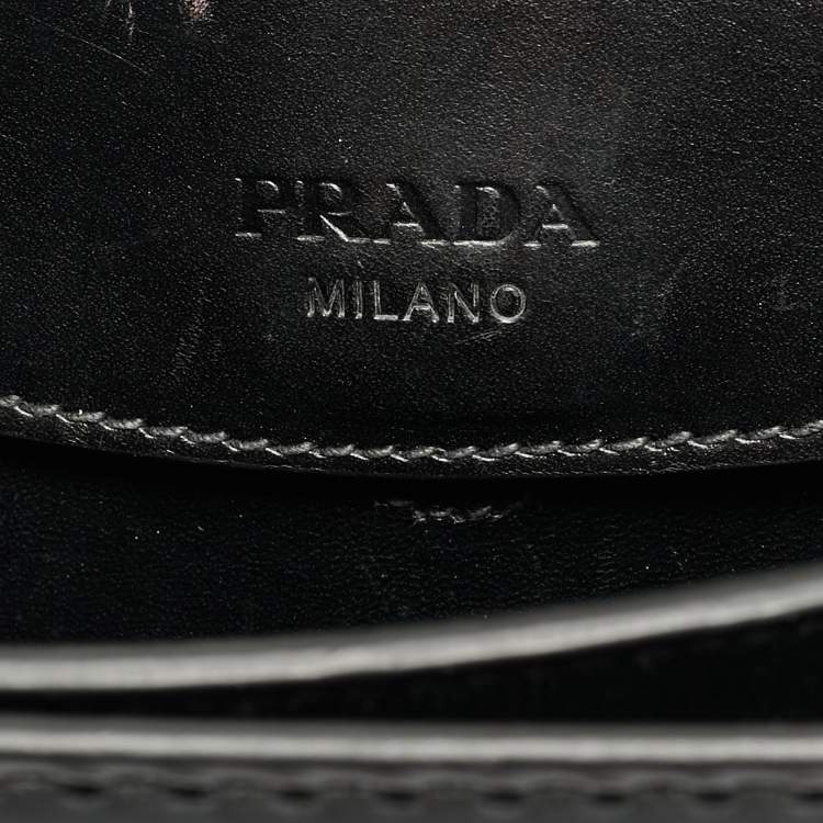 Pre Owned Prada Sound Stitch Black/Brown Vitello Leather Shoulder Bag