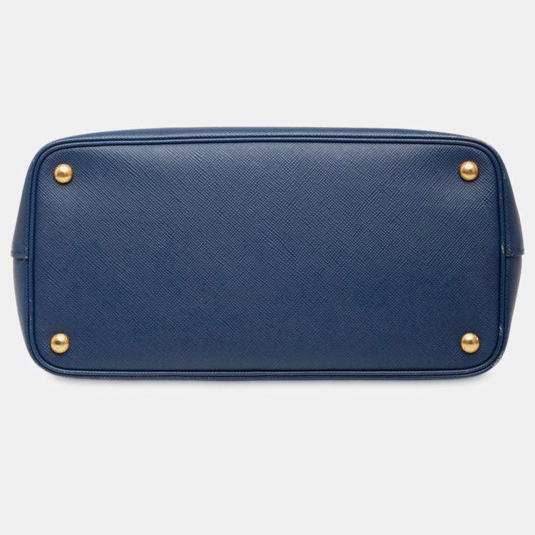 Pre Owned Prada Blue Saffiano Cuir Front Pocket Convertible Tote