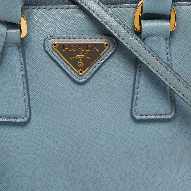 Pre Owned Prada Promenade Mini Light Blue Saffiano Leather Satchel