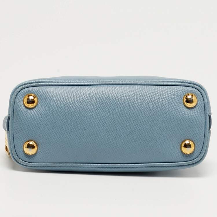 Pre Owned Prada Promenade Mini Light Blue Saffiano Leather Satchel