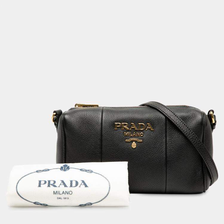 مملوكة مسبقًا Prada Black Mini Vitello Phenix Crossbody