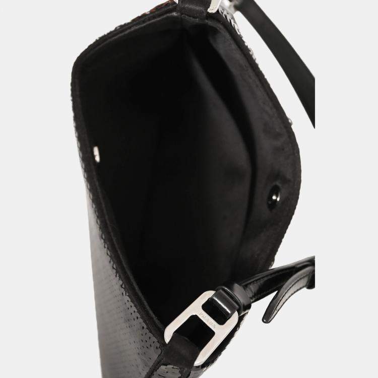 Pre Owned Prada Black/White Sequin 'Cleo' Small Shoulder Bag