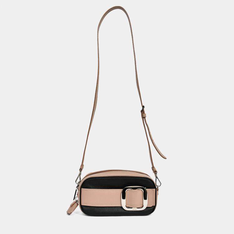 Pre Owned Prada Mauve/Black Saffiano Two-Tone Buckle Camera Bag