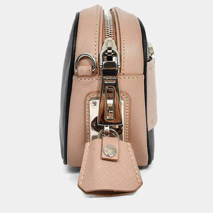 Pre Owned Prada Mauve/Black Saffiano Two-Tone Buckle Camera Bag