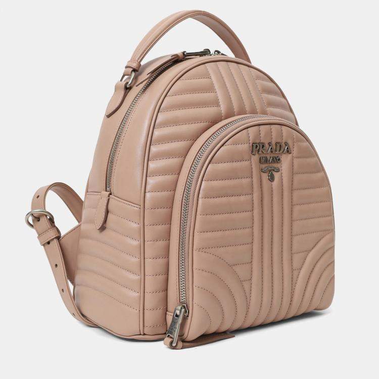 Pre Owned Prada Pink Soft Calf Impunture Diagramme Backpack