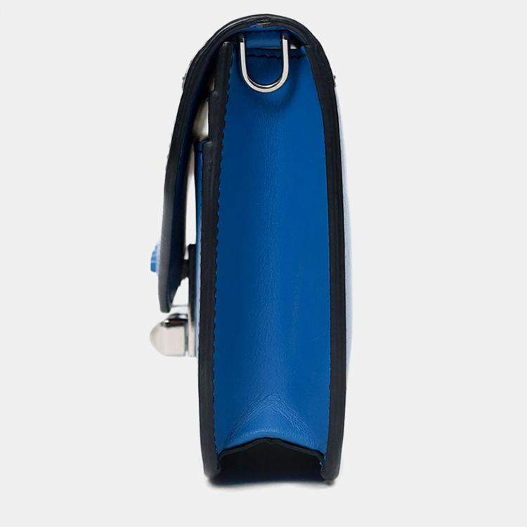 Pre Owned Prada Blue/Black Leather 'Sybille' Crossbody Bag