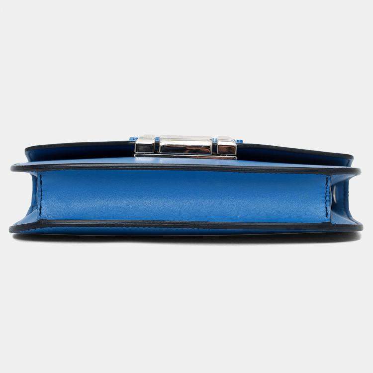 Pre Owned Prada Blue/Black Leather 'Sybille' Crossbody Bag