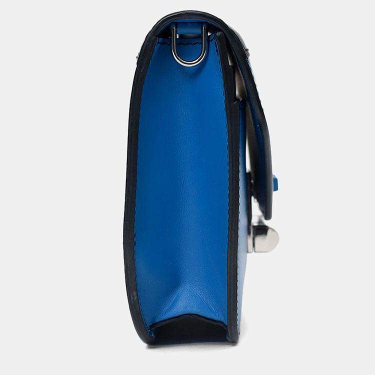 Pre Owned Prada Blue/Black Leather 'Sybille' Crossbody Bag