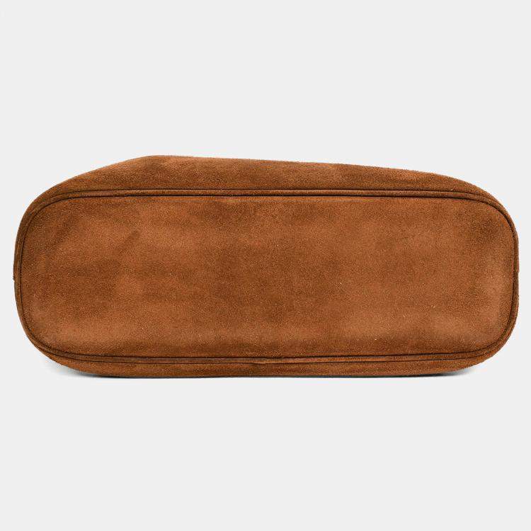 Pre Owned Prada Brown Suede/Leather Buckle Bag with Strap