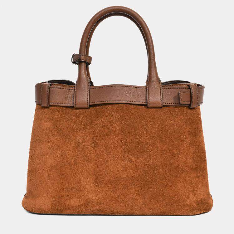 Pre Owned Prada Brown Suede/Leather Buckle Bag with Strap