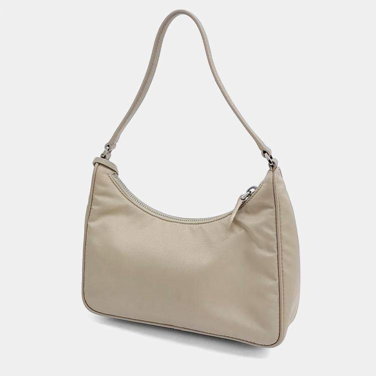 Pre Owned Prada Beige Nylon Re-Nylon Hobo Bag
