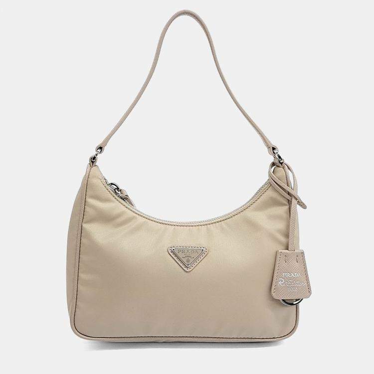 Pre Owned Prada Beige Nylon Re-Nylon Hobo Bag