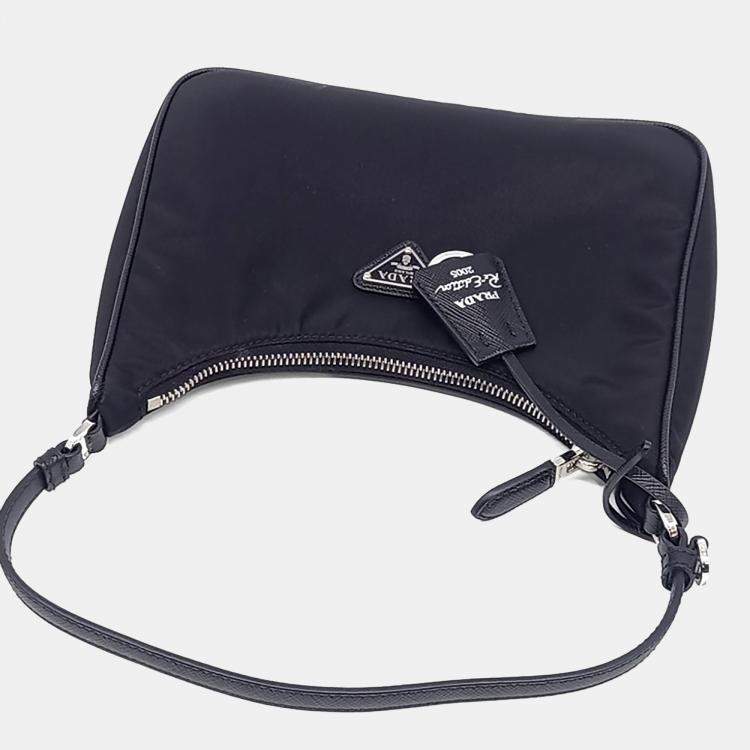Pre Owned Prada Black Nylon Re-Nylon Hobo Bag